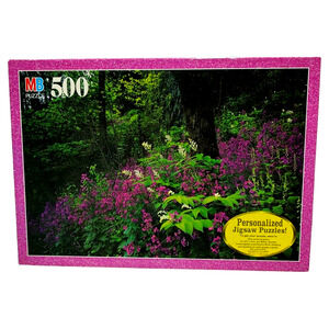 Vintage Milton Bradley Croxley 500 Piece Jigsaw Puzzle Purple Flower Game Fun